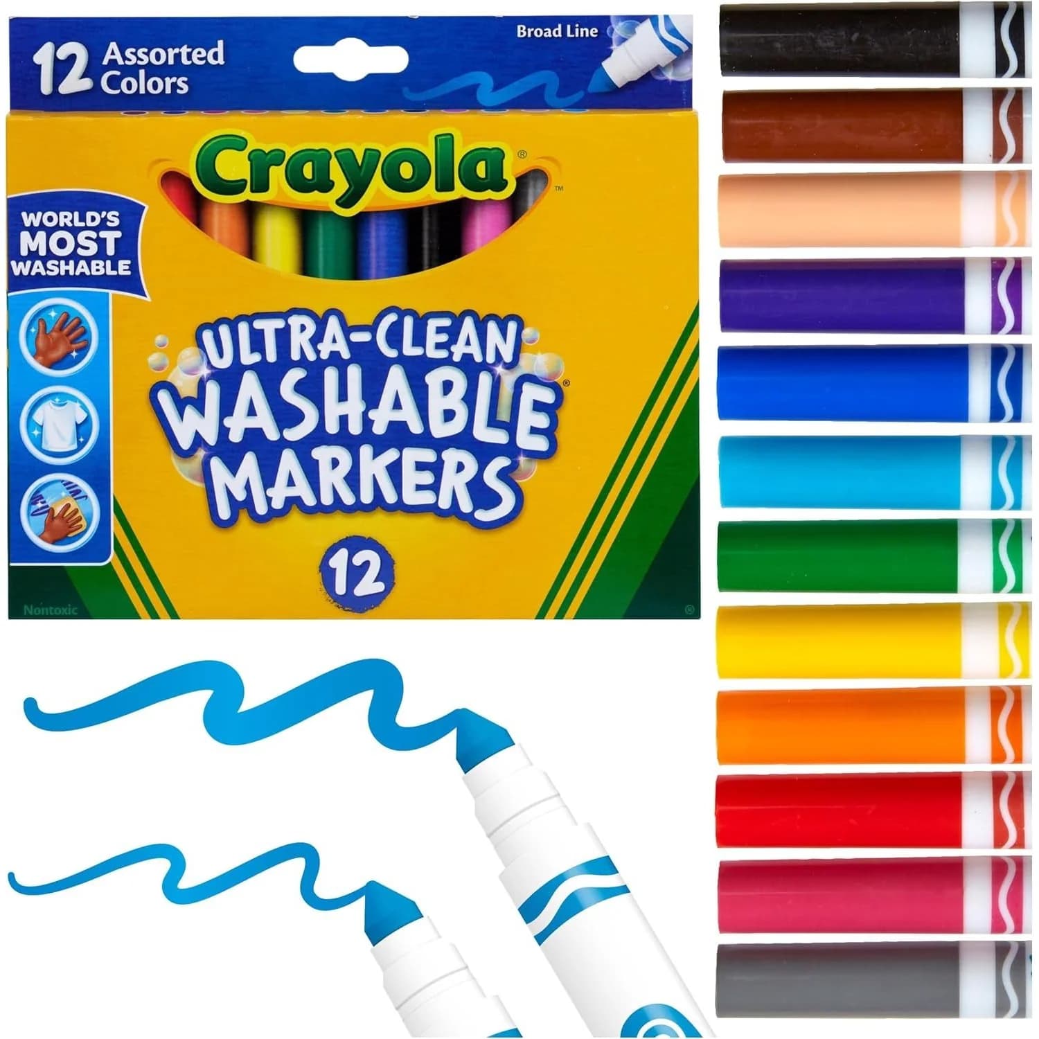 Crayola Ultra-Clean Washable Markers, 12 Broad Line, assorted (58-7812) — view 2