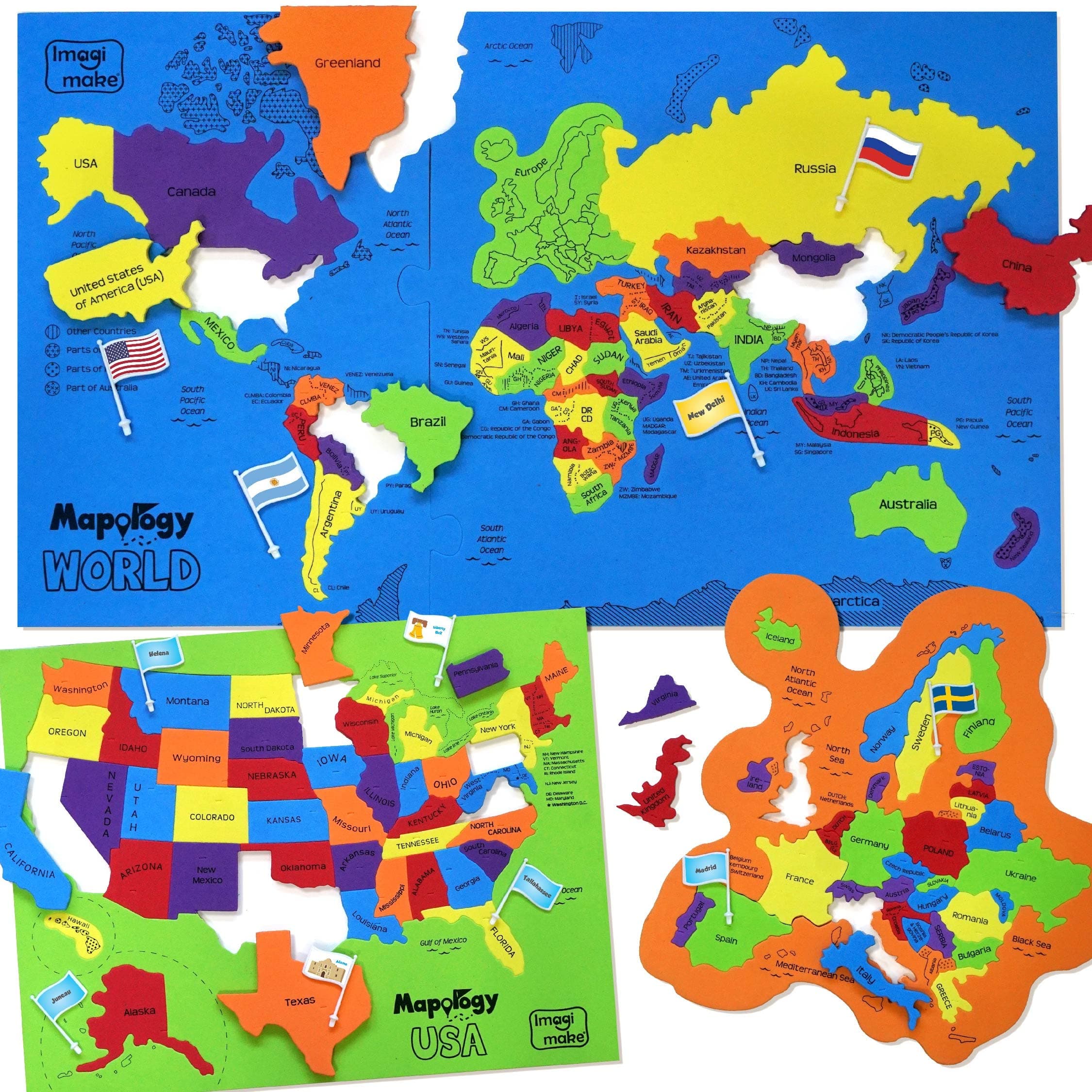 Imagimake Imagimake Mapology World Map Puzzle - Jeux éducatifs jouet de construction