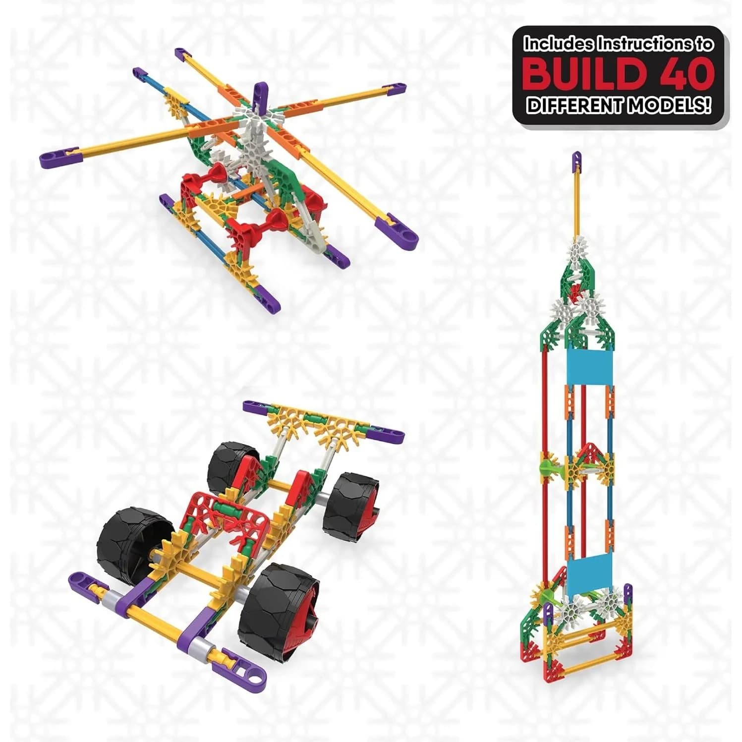 K'NEX Beginner 40 نموذجًا، مجموعة بناء 141 قطعة (15210) — صورة 2
