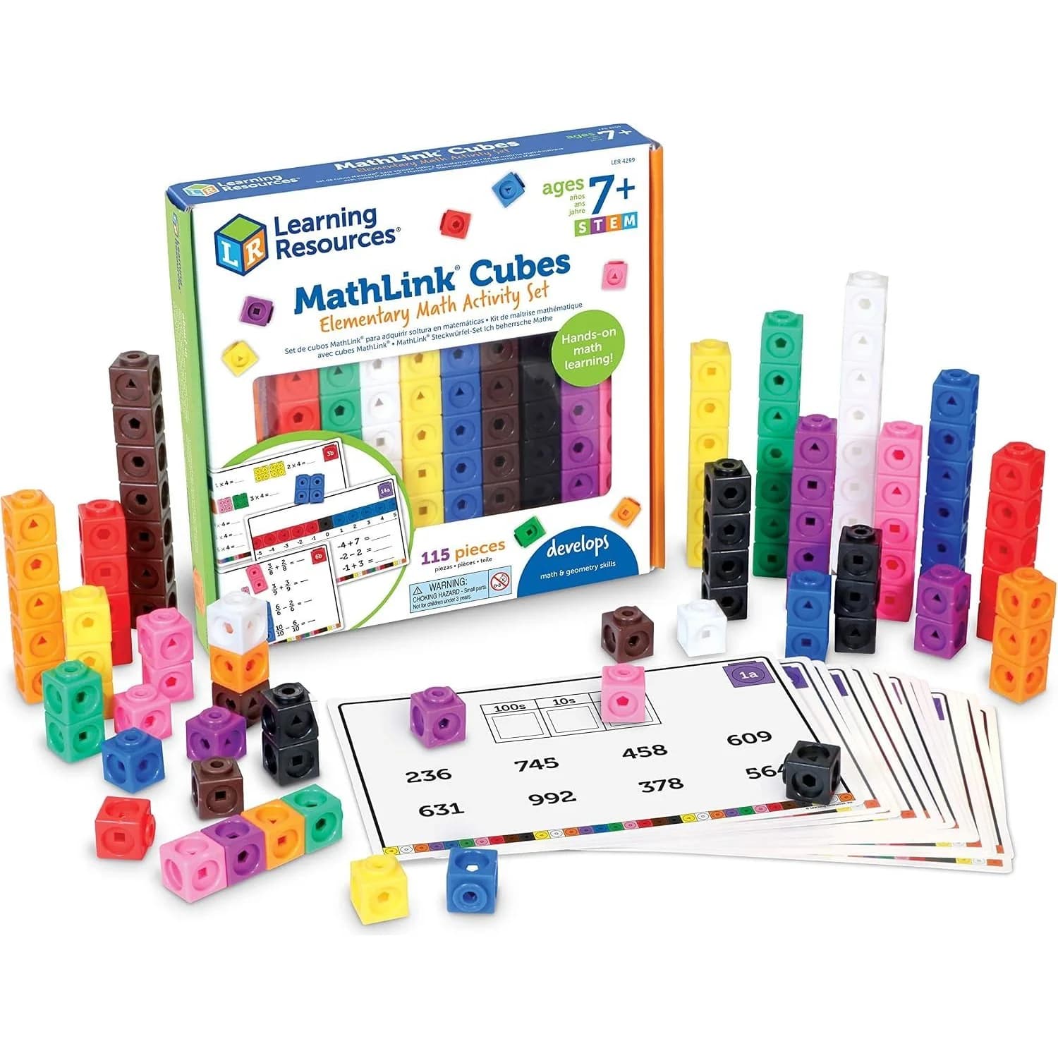 Learning Resources MathLink Cubes Math Set, 115 Pieces (LER4299)
