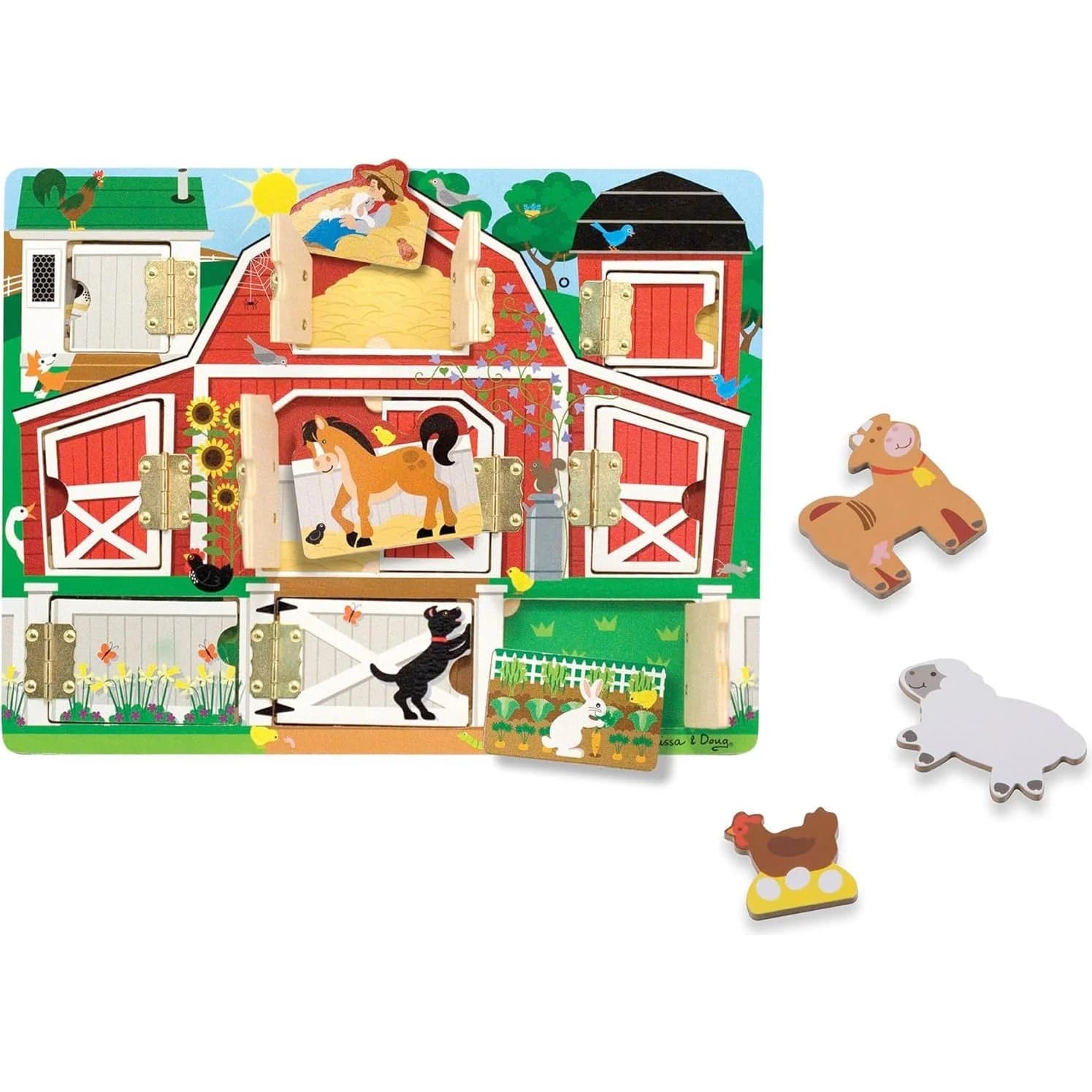 Melissa & Doug Hide & Seek Farm، لوحة ألغاز مغناطيسية خشبية (4592) — صورة 3