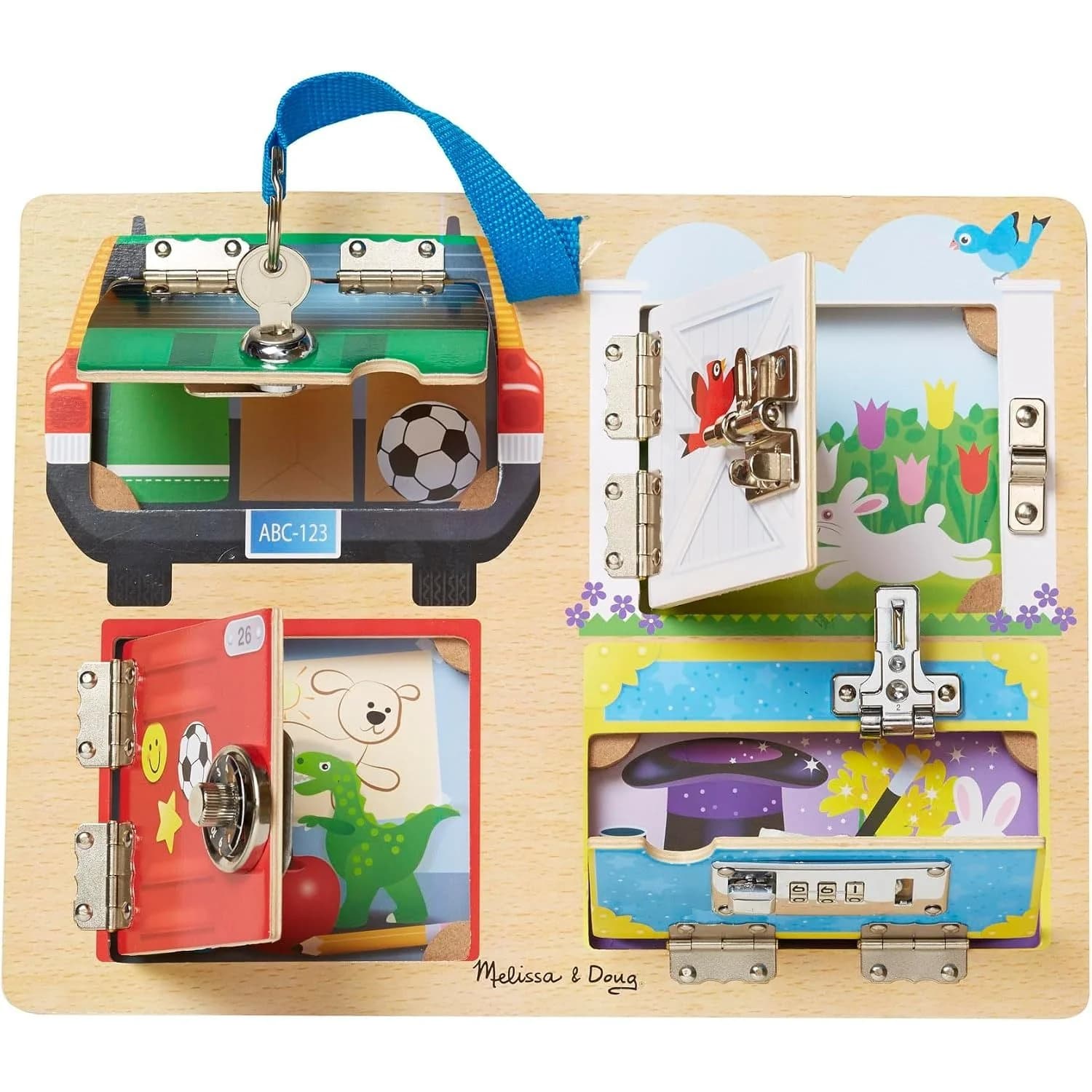 Melissa & Doug Lock and Latch Board, wooden activity board (19540)