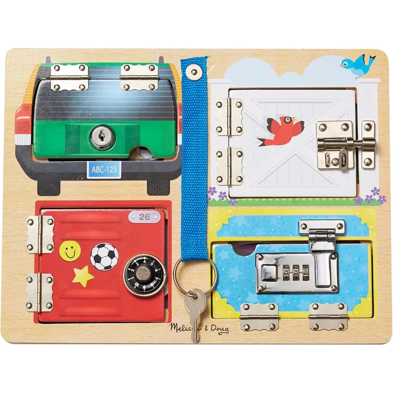 Melissa & Doug Lock and Latch Board, wooden activity board (19540) — view 2