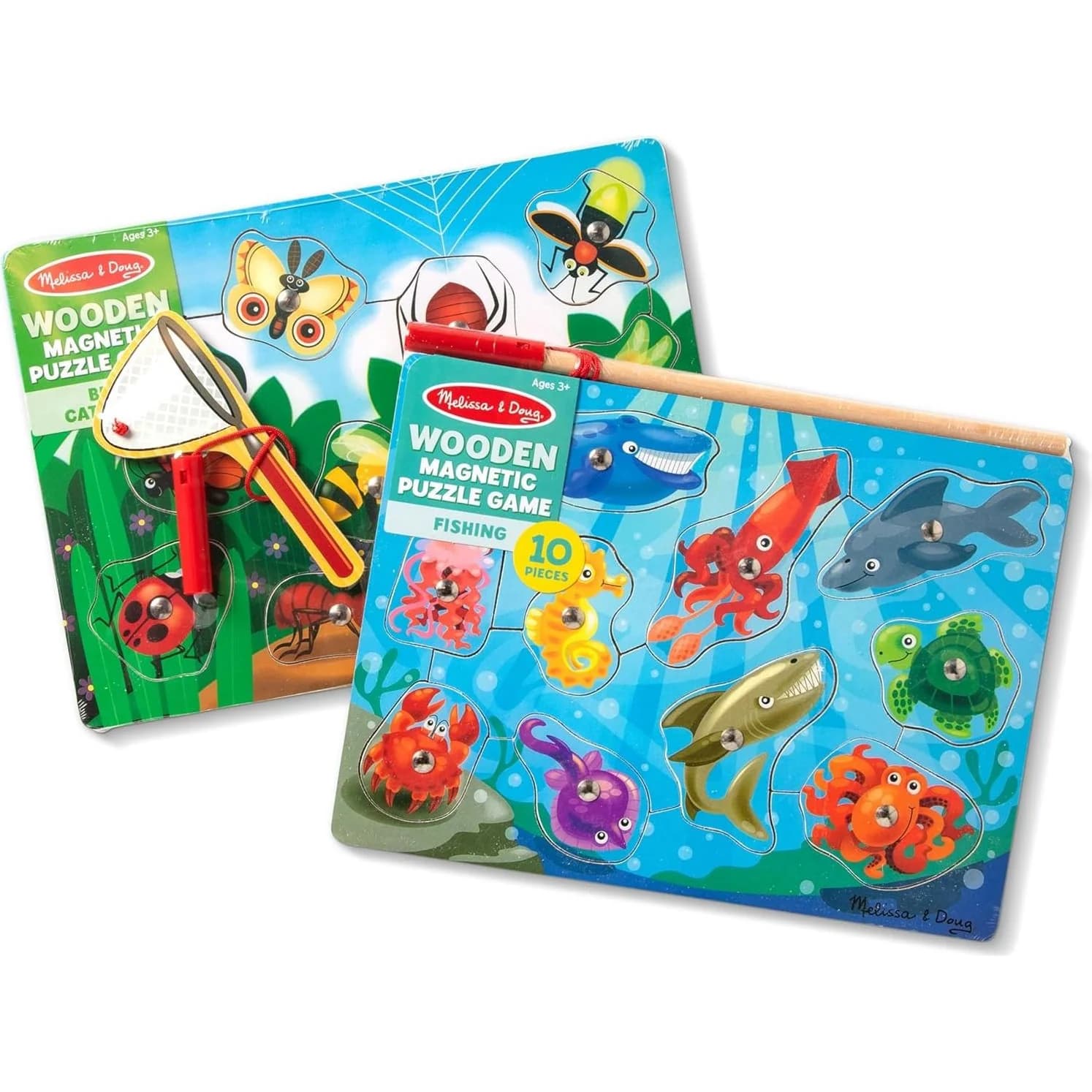 Melissa & Doug Wooden Magnetic Puzzle Game Fishing and Bugs (3632)