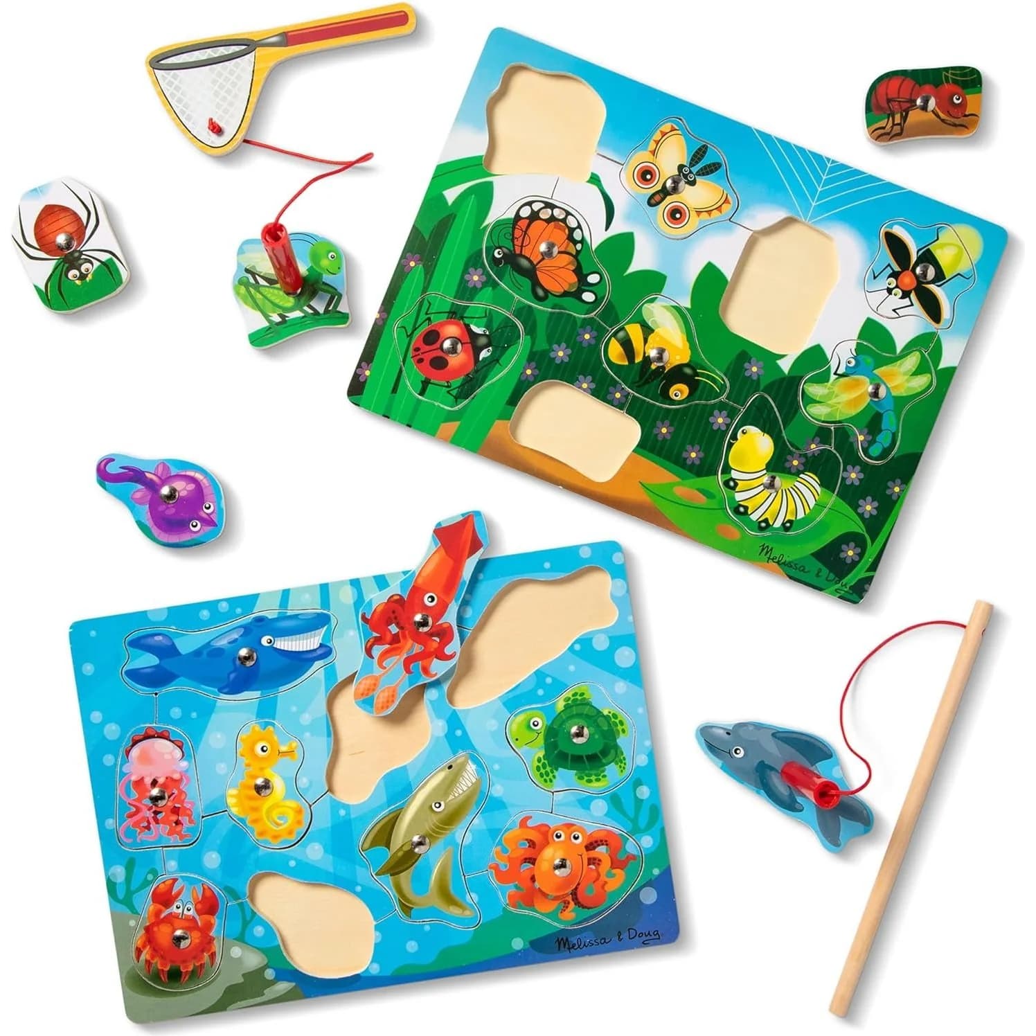 Melissa & Doug Puzzle magnétique en bois Pêche et insectes (3632) — vue 2