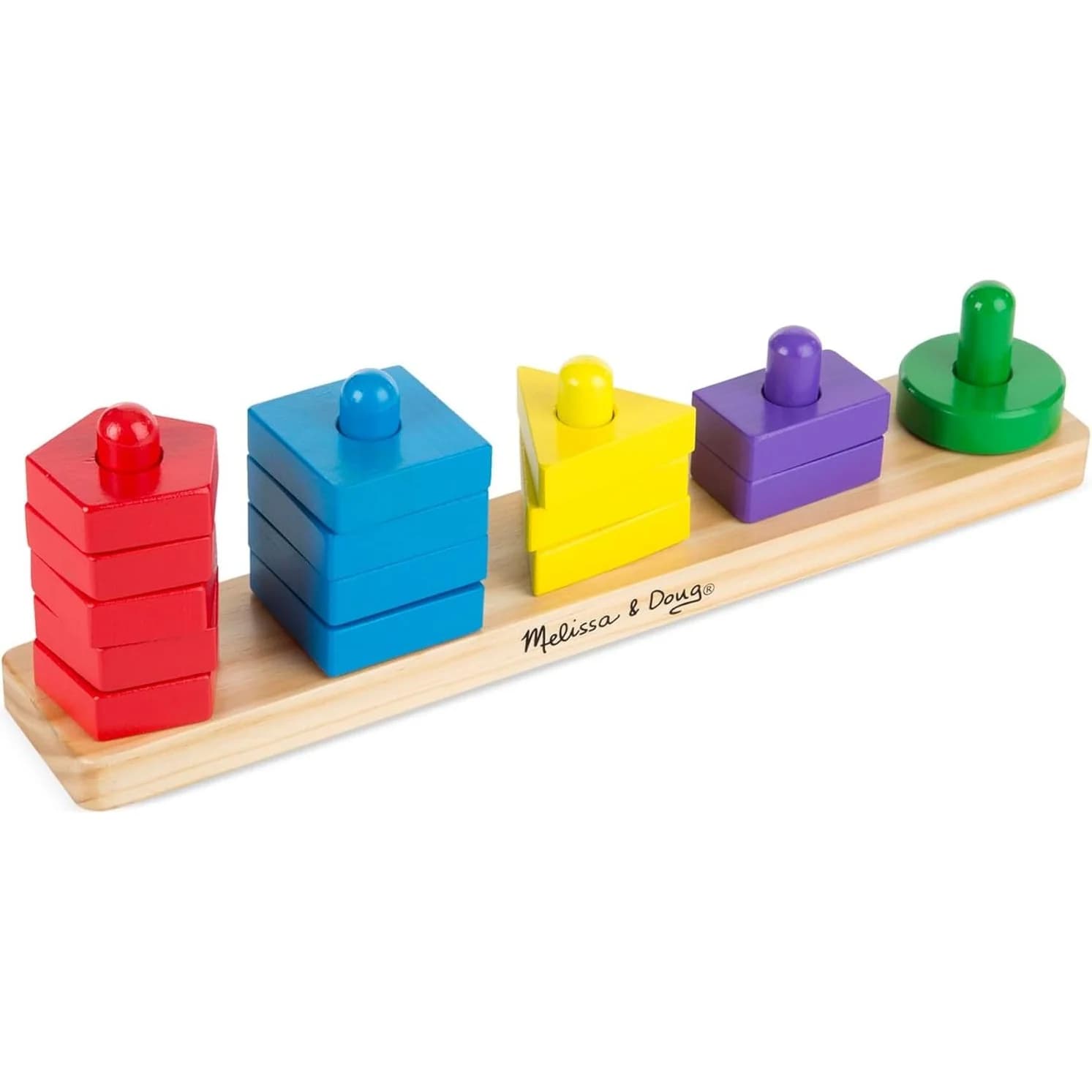 Melissa & Doug لوحة التكديس والفرز الخشبية (10379)