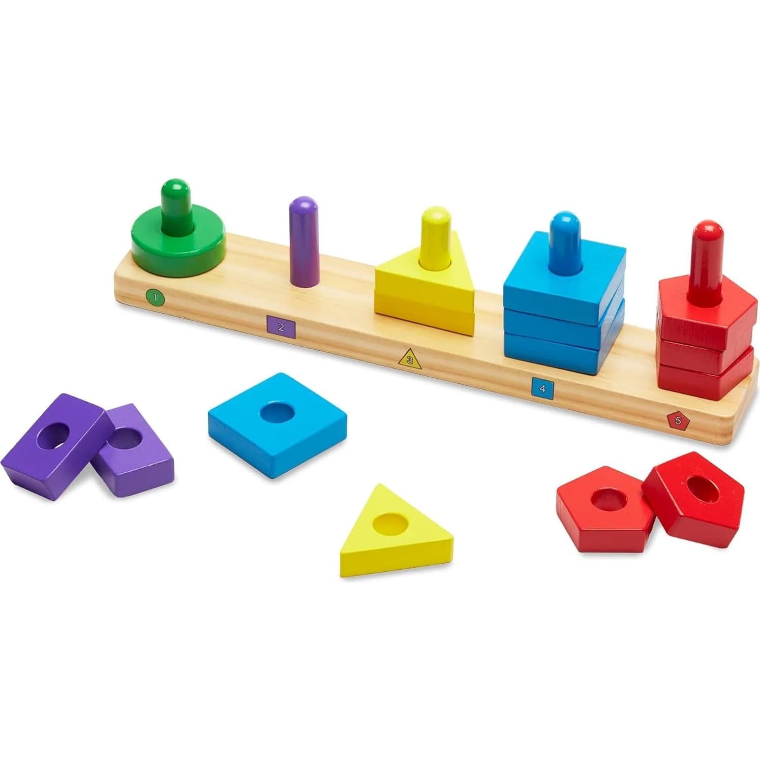 Melissa & Doug لوحة التكديس والفرز الخشبية (10379) — صورة 3