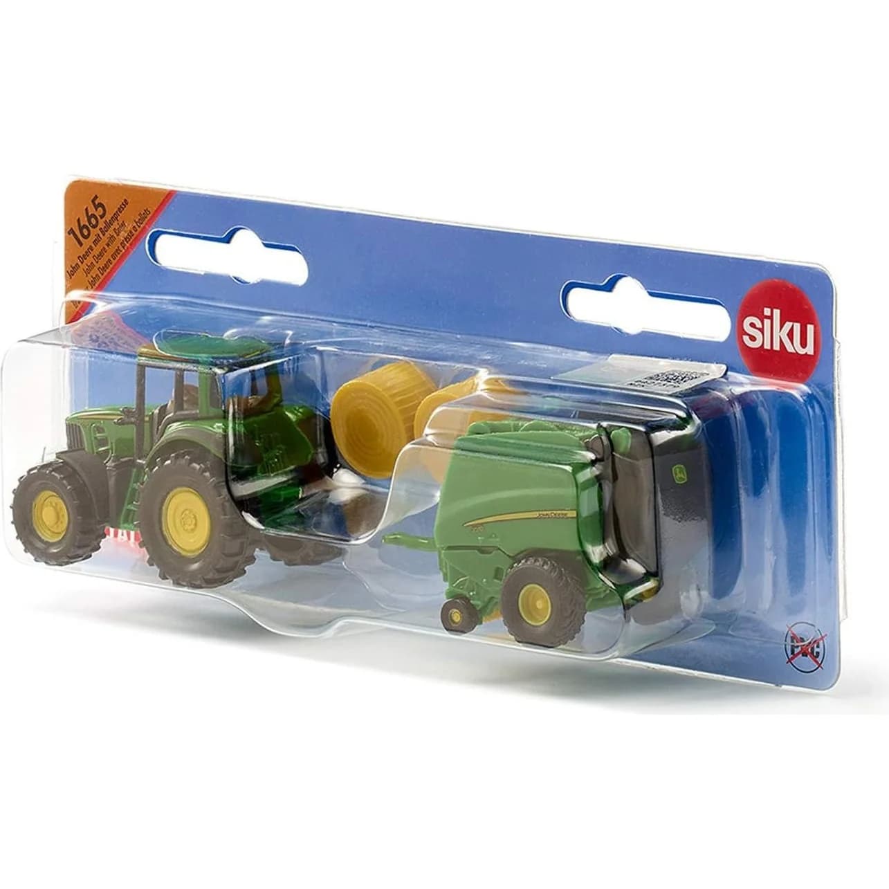 SIKU John Deere Plus، جرار مع آلة لف قش بمقياس 1:72 (1665) — صورة 3